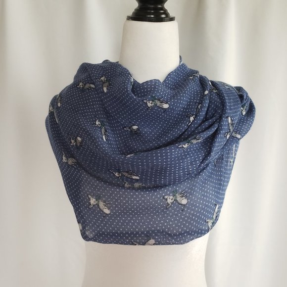 Blue infinity scarf with Chihuahua dogs and polka dots - Picture 2 of 3